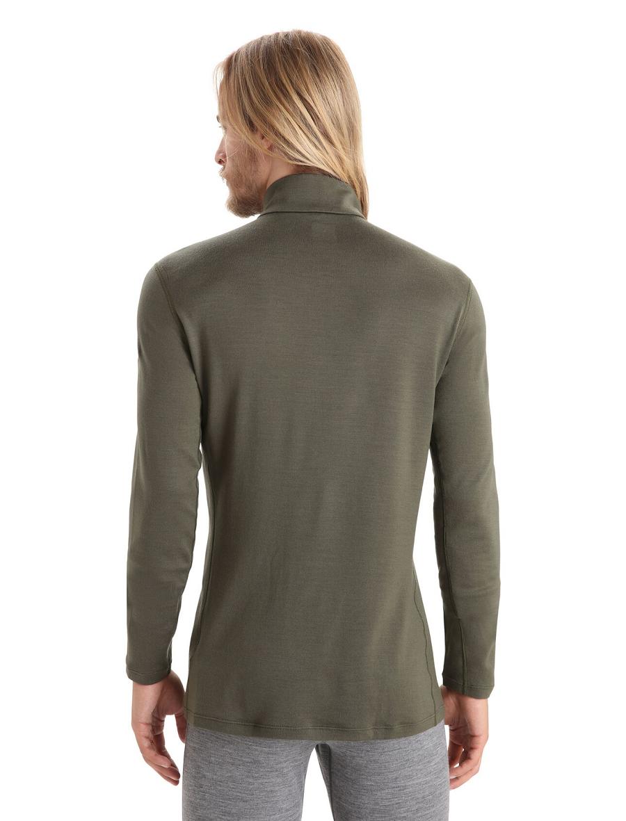 Loden Men's Icebreaker Merino 260 Tech Long Sleeve Half Zip Thermal Top Base Layers | USA 1384PJJQ